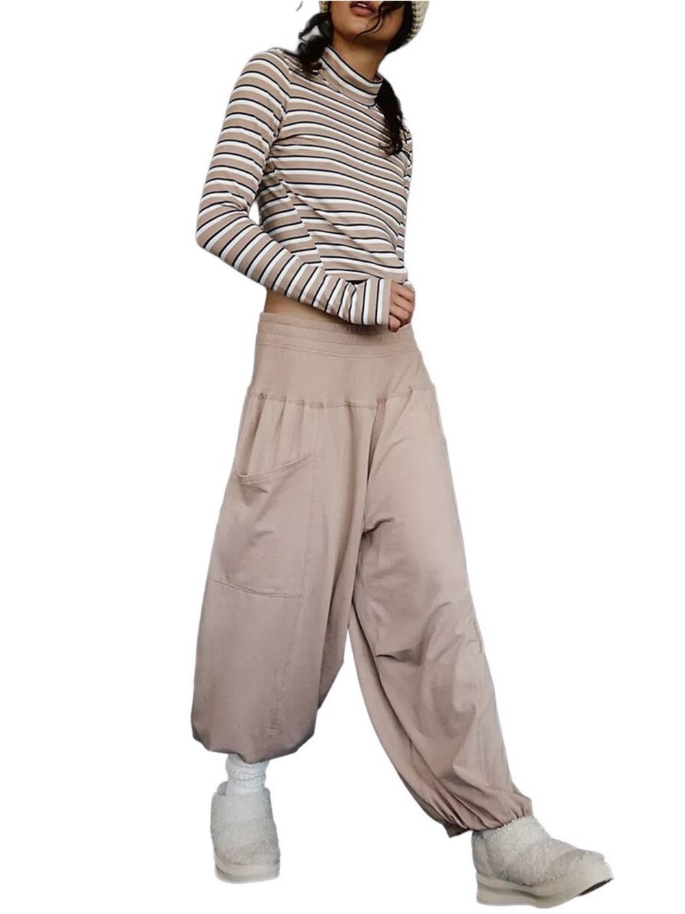 Free People Up In The Air 2-Piece Set in Sandy/Navy Stripe NWT! 🌷FP Movement